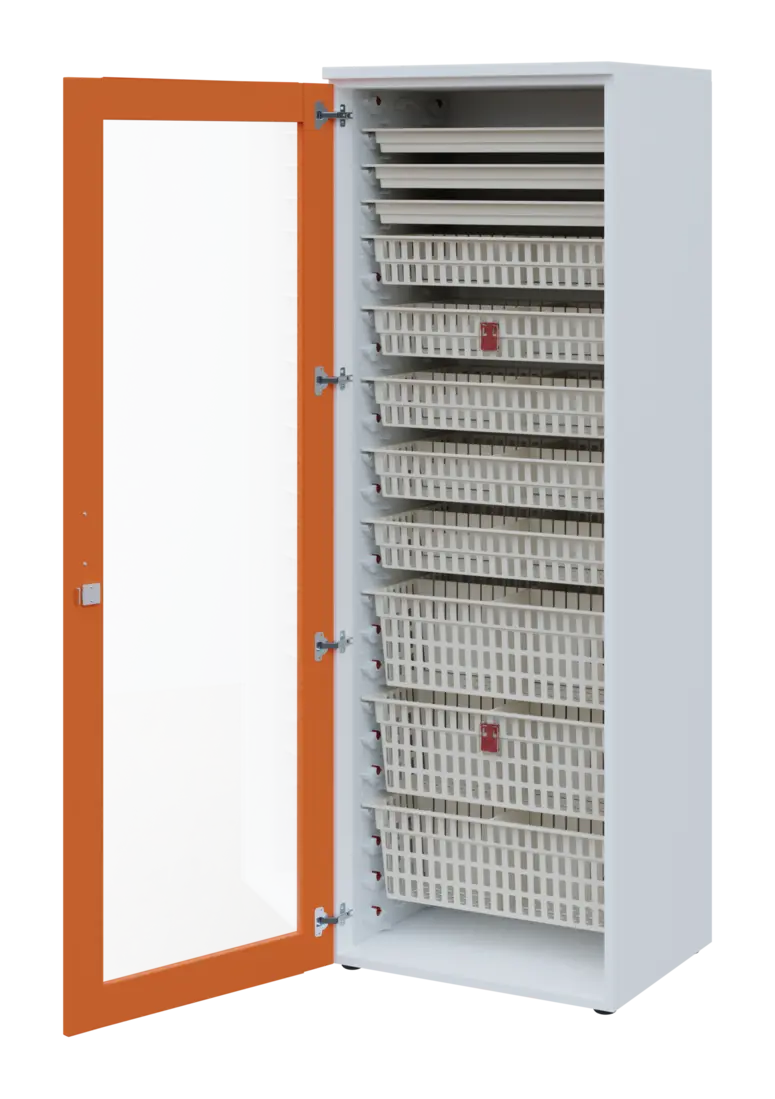 EUROMEDICA S - 66 ABS skříň léková boxová, 1-dveřová/prosklená, levá, 1950x660x535, korpus bílý, dví
